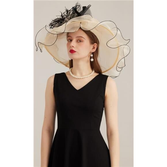 Women's Kentucky Derby Church Dress Hat 03-apricot - Picture 3 of 7
